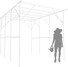 Load image into Gallery viewer, 118'' L x 79'' W x 90.5'' H Large Grape Vine Support Arch Arbor Gazebo Trellis Rack Pergola Plastic-Coated Metal Large Cane Frame for Vineyard Outdoor Patio Lawn Yard Garden Decoration White