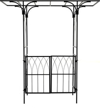 Load image into Gallery viewer, Metal Garden Arch with Double Gate Heavy-Duty Arbor Trellis Arbour Archway for Climbing Plants Support Rack, Outdoor Lawn Backyard Patio Decoration, Matte Black 79.5''L x 82.7''H