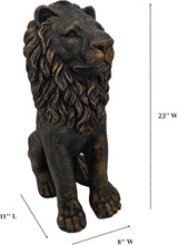 Load image into Gallery viewer, Outdoor Garden Guardian Lion Statue 23 Inch Sitting Lion Sculpture Patio Yard Lawn Home Decor Bronze