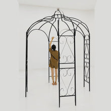 Load image into Gallery viewer, OUTOUR Versatile Oversized 9FT Iron Garden Gazebo Arbor Arbour Heavy Duty Metal ArchTrellis Support for Plants Climbing Garden Outdoor Yard Patio Wedding Party Ceremony Decor Arch