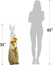 Load image into Gallery viewer, 35"H Resin Large Rabbit Statue Bunny with Sunflowers Sculpture Outdoor Statues Indoor Decor Animal Ornament for Home Garden Lawn Yard Patio Balcony Gifts Birthday Easter Housewarming Christmas