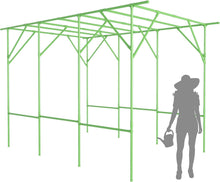 Load image into Gallery viewer, 118'' L x 79'' W x 90.5'' H Large Grape Vine Support Arch Arbour Gazebo Trellis Rack Pergola Plastic-coated Metal Large Cane Frame For Vineyard Outdoor Patio Lawn Yard Garden Decoration Green