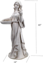 Load image into Gallery viewer, Garden Outdoor Nymph Statue Girl Maid Statue 40 Inch with Birdbath Bird Bath Bowl Magnesium Oxide Sculpture Patio Yard Lawn Decor Ivory
