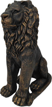Load image into Gallery viewer, Outdoor Garden Guardian Lion Statue 23 Inch Sitting Lion Sculpture Patio Yard Lawn Home Decor Bronze