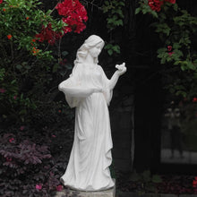 Load image into Gallery viewer, Garden Outdoor Nymph Statue Girl Maid Statue 40 Inch with Birdbath Bird Bath Bowl Magnesium Oxide Sculpture Patio Yard Lawn Decor Ivory