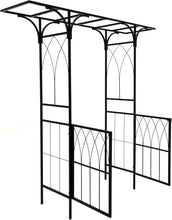Load image into Gallery viewer, Metal Garden Arch with Double Gate Heavy-Duty Arbor Trellis Arbour Archway for Climbing Plants Support Rack, Outdoor Lawn Backyard Patio Decoration, Matte Black 79.5''L x 82.7''H