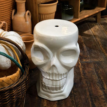 Load image into Gallery viewer, Ceramic Stool Postmodernism Skull Sculpture Punk Furniture Side Table Plant Stand Home Bar Bedroom Club Halloween Men Decoration White