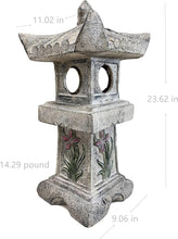Load image into Gallery viewer, 23.6’’High Asian Orchid Pagoda Statue Miniature Tower Lantern Garden Decoration Figurines Outdoor Japanese Decoration Zen Courtyard Landscape