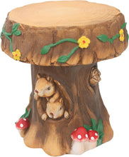 Load image into Gallery viewer, Delicate Fairytale Resin Mushroom Squirrel Garden Stool Statue Lovely Versatile Ornamental in/Outdoor Backyard Patio Squirrel Stool Sculpture Decor