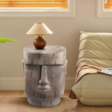 Load image into Gallery viewer, Outdoor Side Table Easter Island AHU Akivi Moai Statue Pedestal End Table Stool for Home Patio Deck Sunroom Garden Balcony Yard Lawn Grey