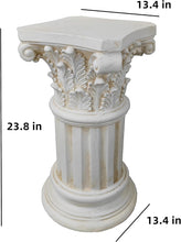 Load image into Gallery viewer, Exquisite Magnesium Oxide Corinthian Greek Column Pillar with Stand Base Pedestal for Indoor Outdoor Garden Backyard Courtyard Patio Office Decor23.9’’High,White