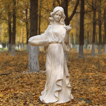 Load image into Gallery viewer, Garden Outdoor Nymph Statue Girl Maid Statue 40 Inch with Birdbath Bird Bath Bowl Magnesium Oxide Sculpture Patio Yard Lawn Decor Ivory