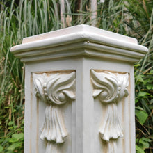 Load image into Gallery viewer, OUTOUR Greek Roman Square Pillar Magnesium Oxide Column with Stand Pedestal Holder Base for Wedding Tables, Indoor/Outdoor Patio and Garden Decor Large Size Pillar 35.8'' High,White