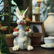 Load image into Gallery viewer, 13" H Resin Bunny Statue Easter Bunny Sculpture Fluffy Rabbit Holding Carrots Statues Indoor Accessories Outdoor Decor Animal Ornament for Table Shelf Home Garden Lawn Yard Balcony