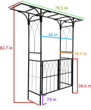 Load image into Gallery viewer, Metal Garden Arch with Double Gate Heavy-Duty Arbor Trellis Arbour Archway for Climbing Plants Support Rack, Outdoor Lawn Backyard Patio Decoration, Matte Black 79.5''L x 82.7''H