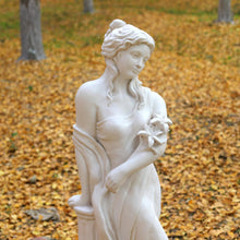 Load image into Gallery viewer, Outdoor Garden Nymph Statue 51 Inch Large Magnesium Oxide Sculpture Goddess of Spring Flowers Greek Mythology Roman Style Outdoor Patio Yard Lawn Porch Decor Ivory