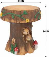 Load image into Gallery viewer, Delicate Fairytale Resin Mushroom Squirrel Garden Stool Statue Lovely Versatile Ornamental in/Outdoor Backyard Patio Squirrel Stool Sculpture Decor