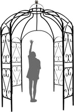 Load image into Gallery viewer, OUTOUR Versatile Oversized 9FT Iron Garden Gazebo Arbor Arbour Heavy Duty Metal ArchTrellis Support for Plants Climbing Garden Outdoor Yard Patio Wedding Party Ceremony Decor Arch