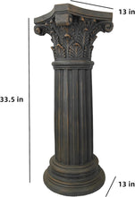 Load image into Gallery viewer, OUTOUR Unique Magnesium Oxide Corinthian Greek Column Pillar with Stand Base Pedestal for Indoor Outdoor Garden Backyard Courtyard Patio Decor33.5’’High,Antique Bronze