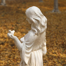 Load image into Gallery viewer, Garden Outdoor Nymph Statue Girl Maid Statue 40 Inch with Birdbath Bird Bath Bowl Magnesium Oxide Sculpture Patio Yard Lawn Decor Ivory