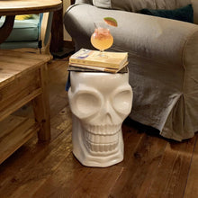 Load image into Gallery viewer, Ceramic Stool Postmodernism Skull Sculpture Punk Furniture Side Table Plant Stand Home Bar Bedroom Club Halloween Men Decoration White