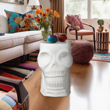 Load image into Gallery viewer, Ceramic Stool Postmodernism Skull Sculpture Punk Furniture Side Table Plant Stand Home Bar Bedroom Club Halloween Men Decoration White