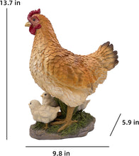 Load image into Gallery viewer, Garden Mother Hen and Baby Chick Statue Sculpture Standing Resin Farm Animal Decoration Chicken Sculpture Yard Art Outdoor Lawn Decoration 13.7'' High