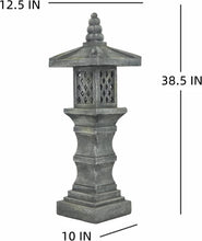 Load image into Gallery viewer, 38''H Janpanese Zen Garden Pagoda Resin Shinto Shrines Stone Lanter Large Pagoda Statue Stone Lantern Pagoda Sculpture Statue for Balcony Garden Patio Porch Decoration,Grey