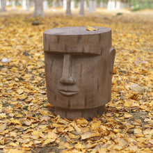 Load image into Gallery viewer, Outdoor Side Table Easter Island AHU Akivi Moai Statue Pedestal End Table Stool for Home Patio Deck Sunroom Garden Balcony Yard Lawn Grey