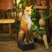 Load image into Gallery viewer, Sitting Fox Large Size Decorative Statue Outdoor Wit Fox Orange and White Cute Sculpture for Garden,Patio,Lawn Fox Fable Figurine