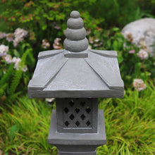 Load image into Gallery viewer, Pagoda Lantern Garden Statue Zen Asian Decor for Oriental Landscape Patio Lawn Yard Pond Japanese Decoration Outdoor Indoor Meditation Resin Gifts