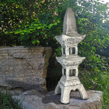 Load image into Gallery viewer, 35.5’’High Asian Zen Pagoda Magnesium Oxide Tall Lantern Statue Outdoor Sculpture for Garden Backyard Decor Pagoda Statue Miniature Tower Lantern Landscape Garden Decoration
