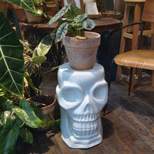 Load image into Gallery viewer, Ceramic Stool Postmodernism Skull Sculpture Punk Furniture Side Table Plant Stand Home Bar Bedroom Club Halloween Men Decoration White