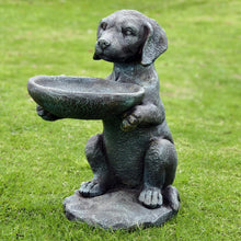 Load image into Gallery viewer, OUTOUR Dog Statues Outdoor with Birdbath Bird Feeder MGO 17''H Versatile Outdoor Statues Beagle Dog Statue for Home Decor Patio Backyard Yard Lawn Large Garden Statues Sculpture, Grey