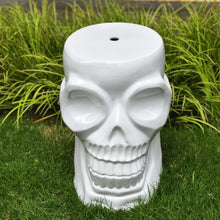 Load image into Gallery viewer, Ceramic Stool Postmodernism Skull Sculpture Punk Furniture Side Table Plant Stand Home Bar Bedroom Club Halloween Men Decoration White