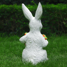 Load image into Gallery viewer, 13" H Resin Bunny Statue Easter Bunny Sculpture Fluffy Rabbit Holding Carrots Statues Indoor Accessories Outdoor Decor Animal Ornament for Table Shelf Home Garden Lawn Yard Balcony