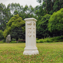 Load image into Gallery viewer, OUTOUR Greek Roman Square Pillar Magnesium Oxide Column with Stand Pedestal Holder Base for Wedding Tables, Indoor/Outdoor Patio and Garden Decor Large Size Pillar 35.8'' High,White