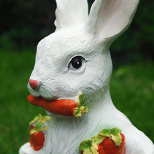Load image into Gallery viewer, 13" H Resin Bunny Statue Easter Bunny Sculpture Fluffy Rabbit Holding Carrots Statues Indoor Accessories Outdoor Decor Animal Ornament for Table Shelf Home Garden Lawn Yard Balcony