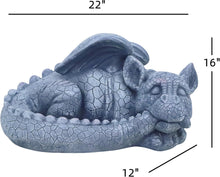 Load image into Gallery viewer, Large Sleeping Dragon Garden Outdoor 22" L Statue Mythical Decor for Lawn Yard Patio Pond Porch Deck Baby Sleeping Dragon Ornament Birthday Presents for Friends Family