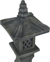 Load image into Gallery viewer, 38''H Janpanese Zen Garden Pagoda Resin Shinto Shrines Stone Lanter Large Pagoda Statue Stone Lantern Pagoda Sculpture Statue for Balcony Garden Patio Porch Decoration,Grey