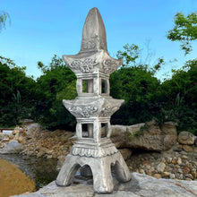 Load image into Gallery viewer, 35.5’’High Asian Zen Pagoda Magnesium Oxide Tall Lantern Statue Outdoor Sculpture for Garden Backyard Decor Pagoda Statue Miniature Tower Lantern Landscape Garden Decoration