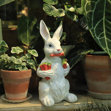 Load image into Gallery viewer, 13" H Resin Bunny Statue Easter Bunny Sculpture Fluffy Rabbit Holding Carrots Statues Indoor Accessories Outdoor Decor Animal Ornament for Table Shelf Home Garden Lawn Yard Balcony