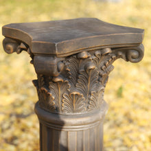 Load image into Gallery viewer, OUTOUR Unique Magnesium Oxide Corinthian Greek Column Pillar with Stand Base Pedestal for Indoor Outdoor Garden Backyard Courtyard Patio Decor33.5’’High,Antique Bronze