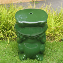 Load image into Gallery viewer, Ceramic Stool Cute Frog Statue for Home Bedroom Bathroom Living Room Garden Patio Balcony Yard Lawn Decoration Blackish Green