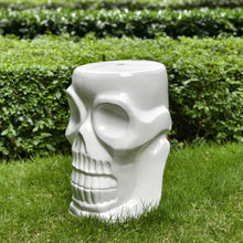 Load image into Gallery viewer, Ceramic Stool Postmodernism Skull Sculpture Punk Furniture Side Table Plant Stand Home Bar Bedroom Club Halloween Men Decoration White