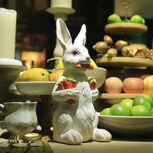 Load image into Gallery viewer, 13" H Resin Bunny Statue Easter Bunny Sculpture Fluffy Rabbit Holding Carrots Statues Indoor Accessories Outdoor Decor Animal Ornament for Table Shelf Home Garden Lawn Yard Balcony