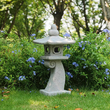 Load image into Gallery viewer, 28" H Large Solar Zen Asian Pagoda Lantern Garden Outdoor Statue Japanese Palace Lantern with Solar Light for Lawn Yard Pond Patio Temple Court Decor Meditator Stylite Garden Figurines