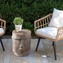 Load image into Gallery viewer, Outdoor Side Table Easter Island AHU Akivi Moai Statue Pedestal End Table Stool for Home Patio Deck Sunroom Garden Balcony Yard Lawn Grey