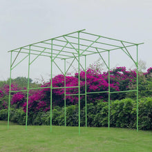 Load image into Gallery viewer, 118'' L x 79'' W x 90.5'' H Large Grape Vine Support Arch Arbour Gazebo Trellis Rack Pergola Plastic-coated Metal Large Cane Frame For Vineyard Outdoor Patio Lawn Yard Garden Decoration Green