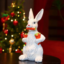 Load image into Gallery viewer, 13" H Resin Bunny Statue Easter Bunny Sculpture Fluffy Rabbit Holding Carrots Statues Indoor Accessories Outdoor Decor Animal Ornament for Table Shelf Home Garden Lawn Yard Balcony